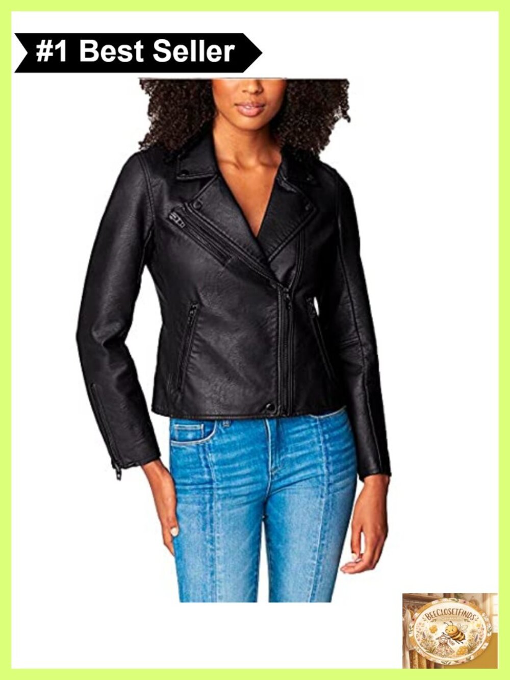 Semi Fitted Vegan Leather Motorcycle Jacket Moto Biker Zip
